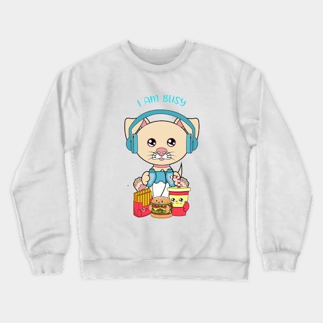 I am busy, cute dog playing videogames Crewneck Sweatshirt by JS ARTE